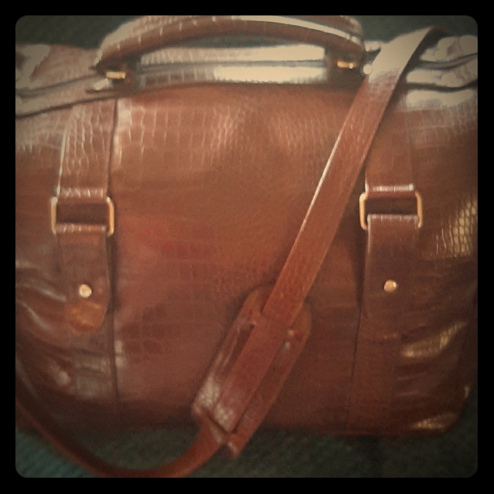 Bath and body works large Leather duffle bag